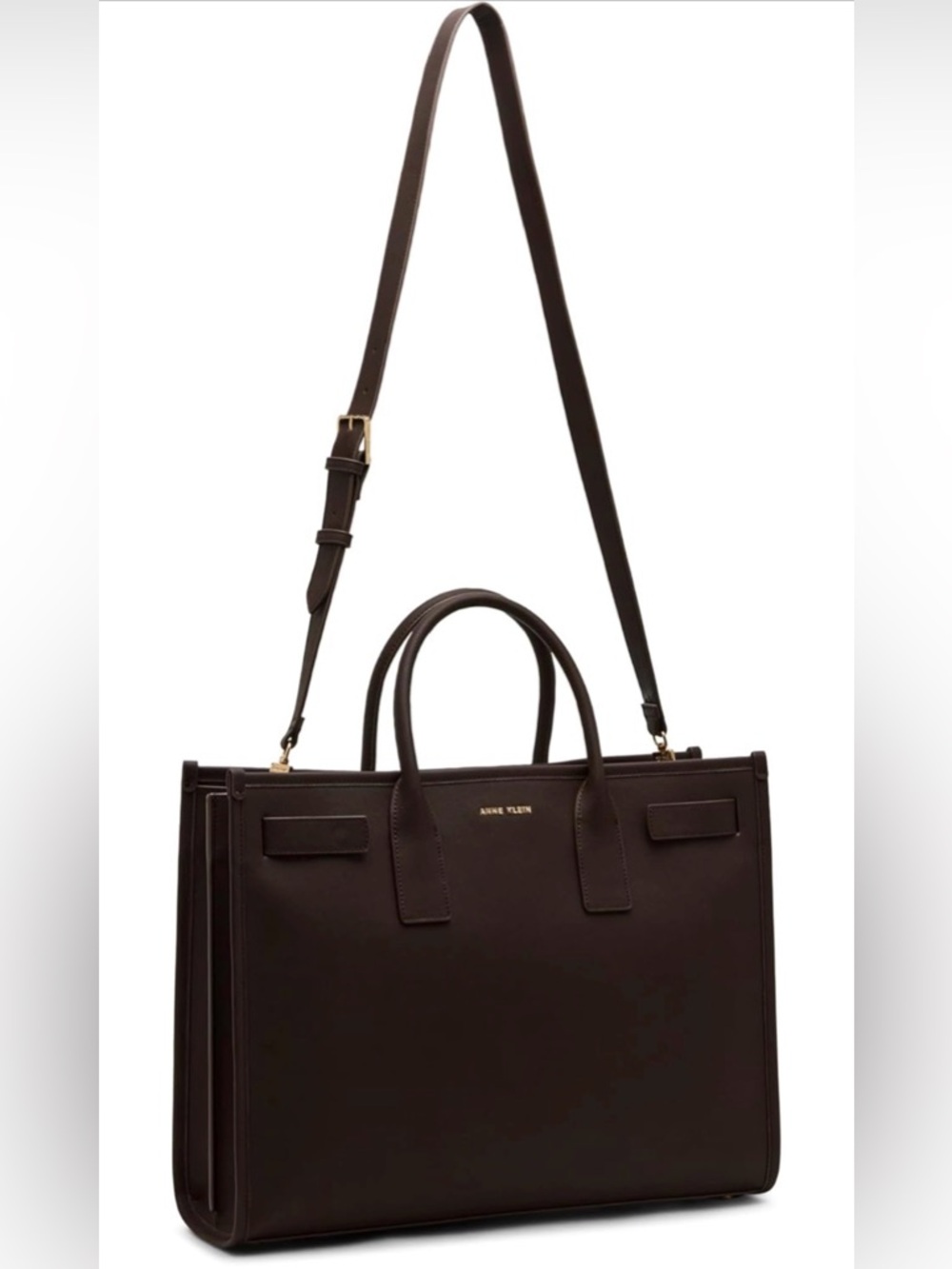 Anne Klein 2 Pieces Work Tote. Brown/Gold.
